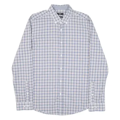 HUGO BOSS Slim Fit Mens Shirt Blue Check Long Sleeve L