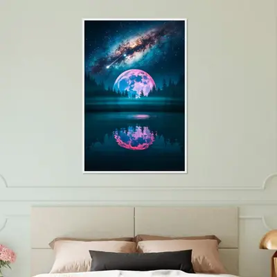 Tranquil Moonscape - Framed Galaxy Artwork