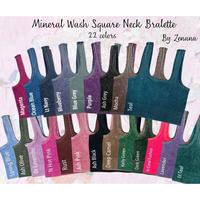 Ribbed Cropped Square Neck Mineral Washed Bralette by Zenana 6138, Stretchy, Wide Strap, Comfy Soft Nylon, Womenswear Crop To...