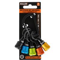 Railer Bit Holder Keychain 5pc - 1/4 inch Hex Shank Bit Holders - Quick Release Bit Holder For Nut Driver, Screwdriver & Dril...