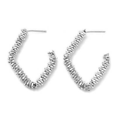 Rack Plating Brass Beaded Rhombus Stud Earrings for Women