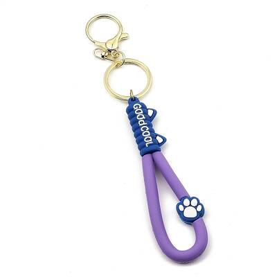 Cat Paw Print PVC Rope Keychains