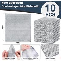kitchen  cleaning  cloths 10 Counts Non Scratch Wire Dishcloth Multipurpose Wire Dishwashing Rag Metal Scrubbers for for Wet ...