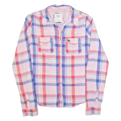 ABERCROMBIE & FITCH Womens Shirt Pink Plaid Long Sleeve M