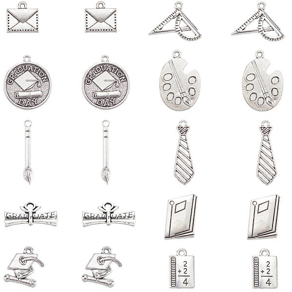 60pcs 10Styles Tibetan Style Alloy Pendants