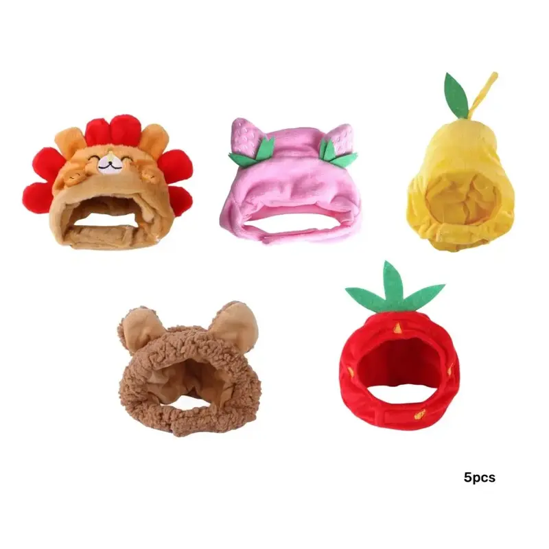 Cute Fruit Design Pet Hat, 5 Counts/set Pet Hat, Pet Hat for Small Dogs & Cats, Pet Warm Hat, Funny Hat for Party & Outing, P...