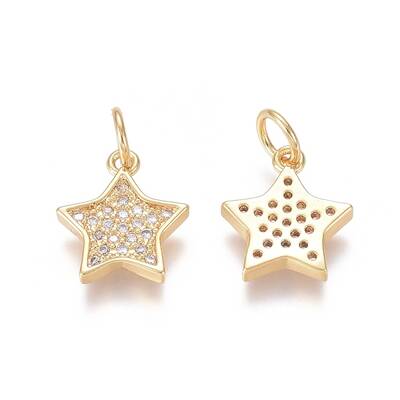 Brass Micro Pave Clear Cubic Zirconia Charms