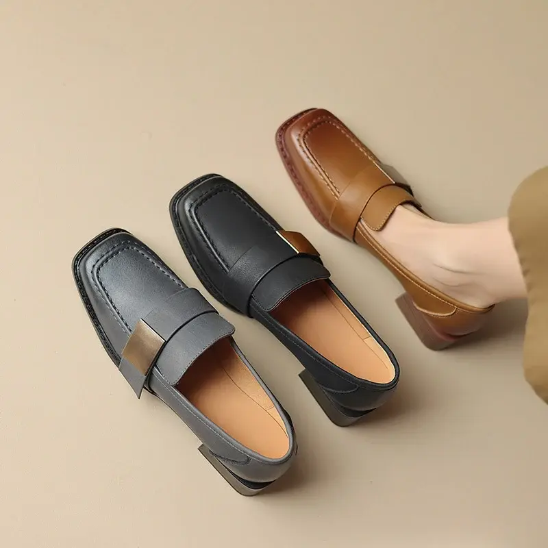 CHIKO Shalona Square Toe Block Heels Loafers Shoes