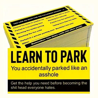 Learn To Park Car Warning Card, 50pcs/pack Violation Parking Warning Card, Practical Car Warning Card For Daily Use