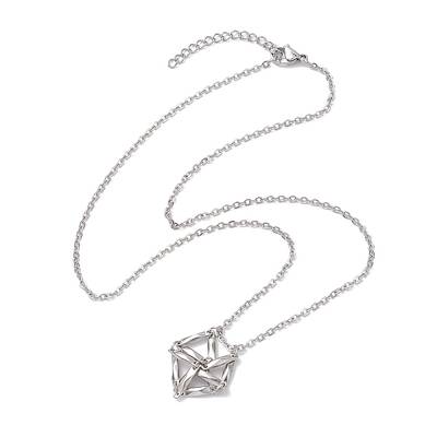 Crystal Stone Cage Pendant Necklaces