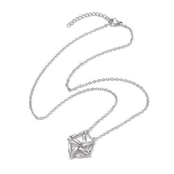 Crystal Stone Cage Pendant Necklaces