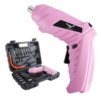 JENABOM Pink Cordless Screwdriver Set - USB Rechargeable, Lithium Battery Powered, 3.6V Mini Electric Drill for DIY & Home Re...