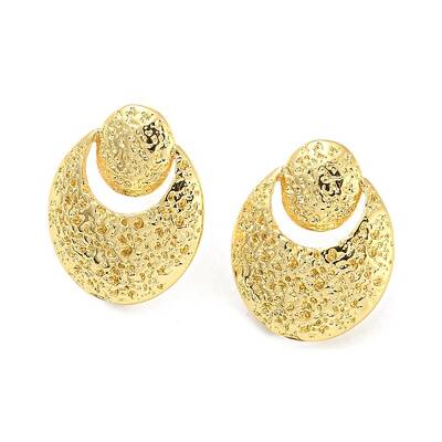 Rack Plating Brass Hammered Geo Shape Stud Earrings for Women
