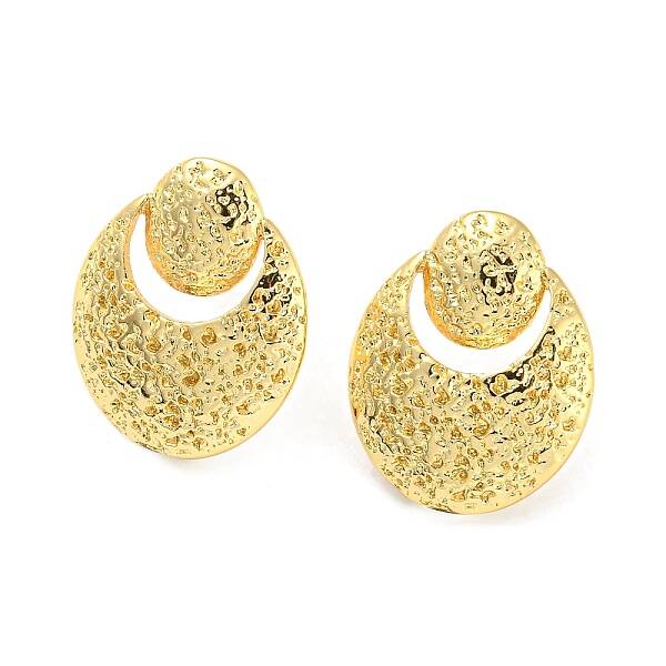 Rack Plating Brass Hammered Geo Shape Stud Earrings for Women