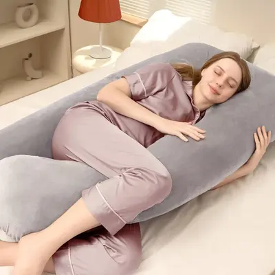 【February Restock】DOWNCOOL  Pregnancy Pillow, U-Shaped Body Pillow,  Maternity Pillow, 55 Inch Maternity pillow with Remo...