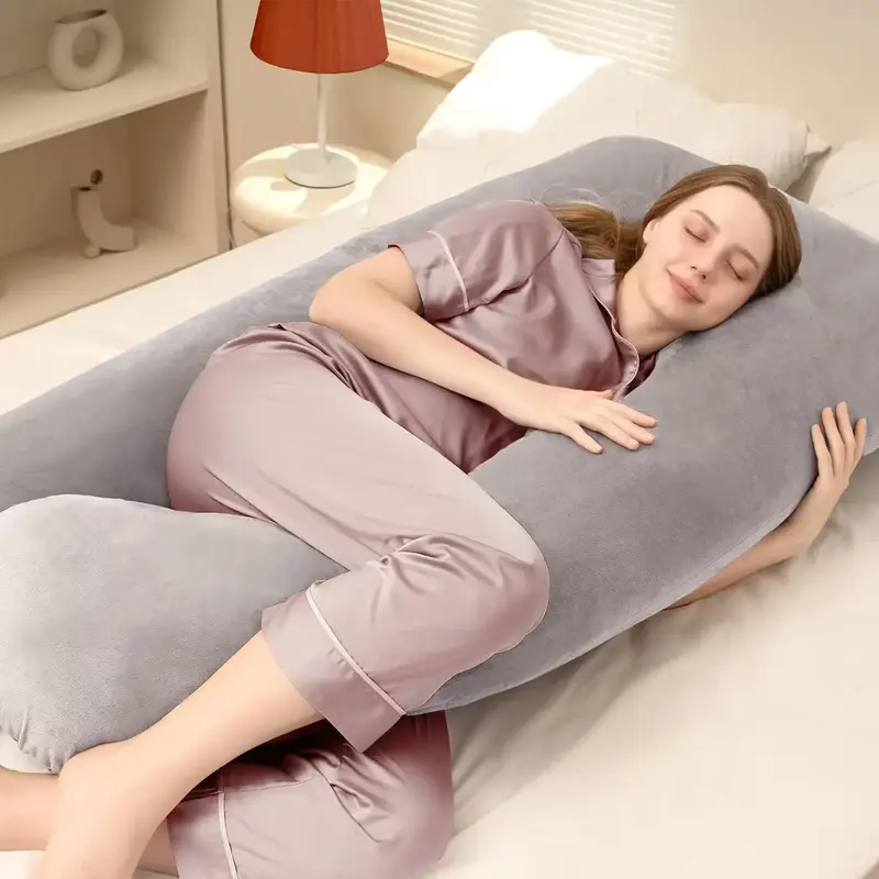 【February Restock】DOWNCOOL  Pregnancy Pillow, U-Shaped Body Pillow,  Maternity Pillow, 55 Inch Maternity pillow with Remo...