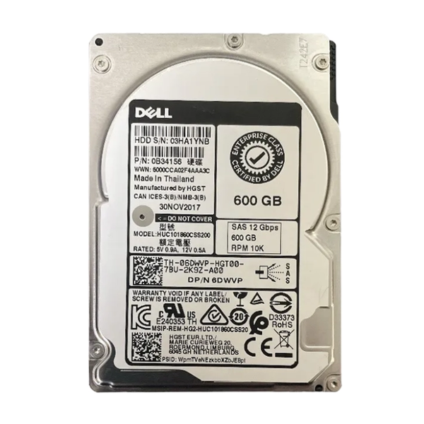 0B34156 HGST 600GB 12Gb/s SAS 10000 2.5-inch 128MB Hard Drive