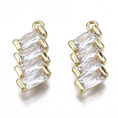 Brass Inlaid Clear Cubic Zirconia Pendants