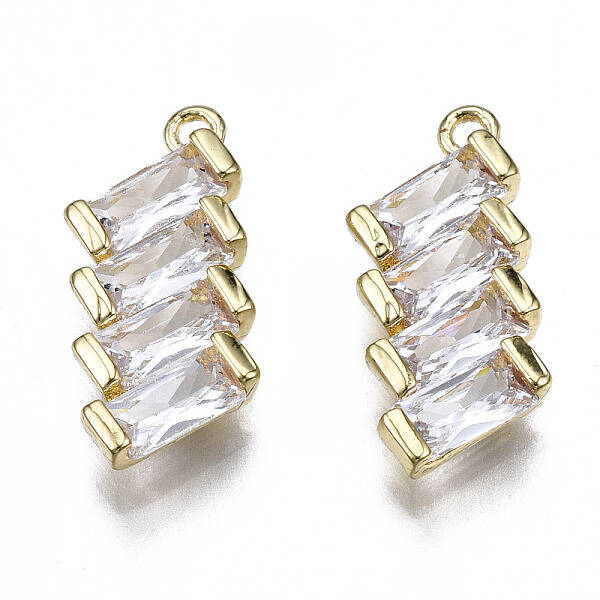 Brass Inlaid Clear Cubic Zirconia Pendants