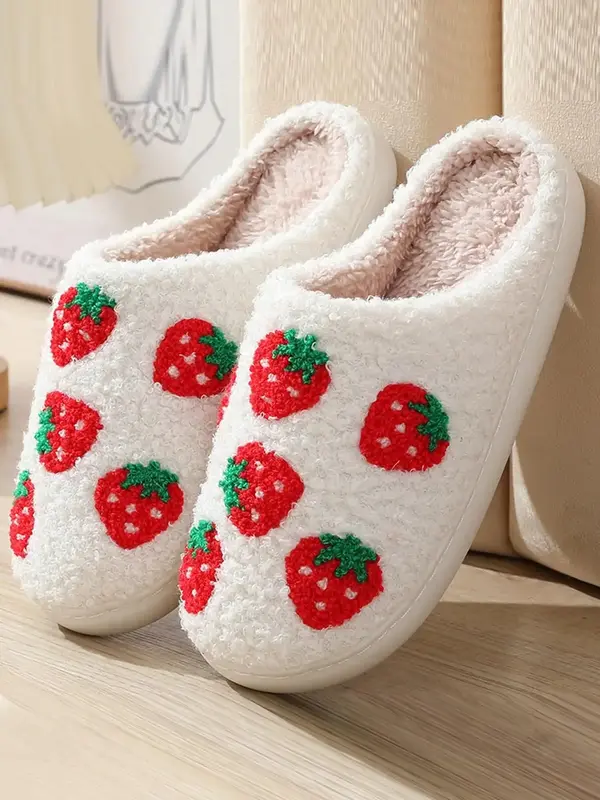 Cute Printed Fuzzy Slippers, Fluffy Warm Comfort Bedroom Cozy Slippers, Stylish Casual Round Toe Soft House Slippers for ...