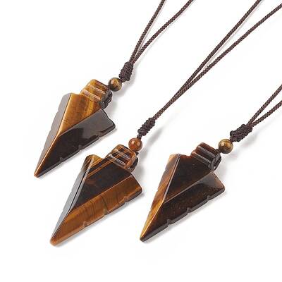 Natural Tiger Eye Arrow Pendant Necklace