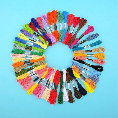 50 Skeins 50 Colors 6-Ply Polycotton Embroidery Floss