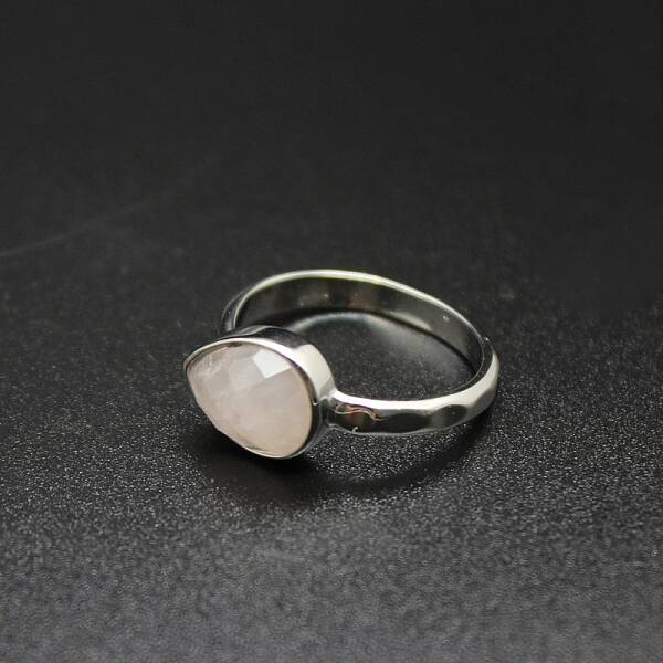 Natural Rose Quartz Teardrop Open Cuff Rings