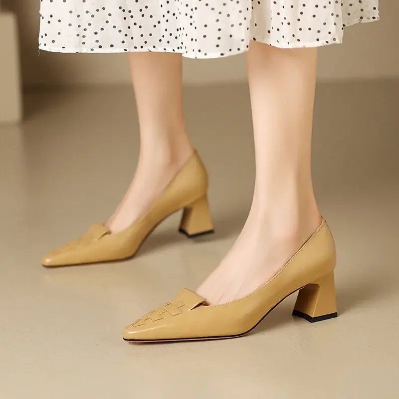 CHIKO Leslie Pointy Toe Block Heels Pumps Shoes