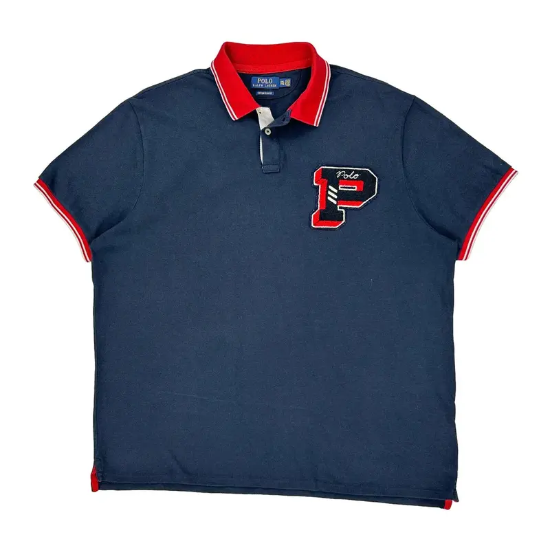 New York Ralph Lauren Slim Fit Polo Shirt - 2XL Navy Cotton
