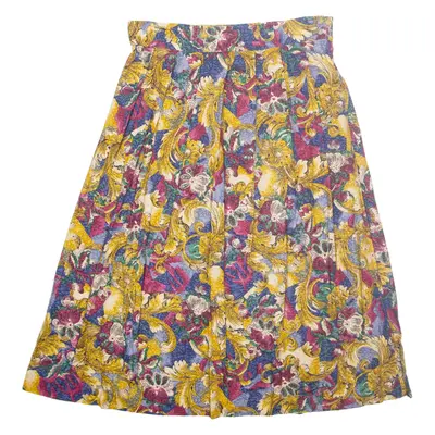NORTHINGTON Womens A-Line Skirt Yellow Long Floral M