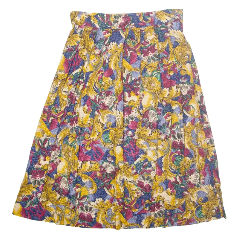 NORTHINGTON Womens A-Line Skirt Yellow Long Floral M