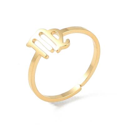 Real 18K Gold Plated 304 Stainless Steel Adjustable Finger Ring