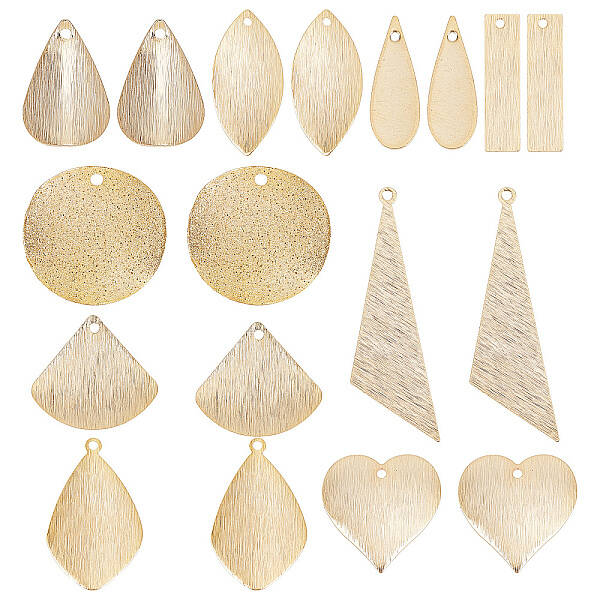 36Pcs 9 Style Brass Pendants