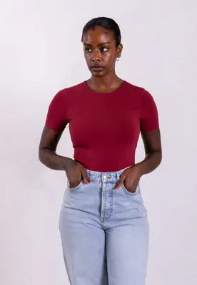 Organic Cotton Crew T-Shirt, Ruby Wine | Size: M