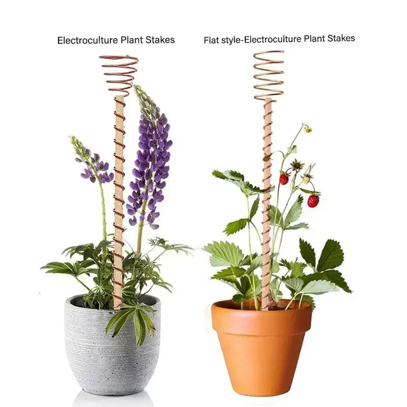 Electroculture Plant Stakes, Gardening Copper Coil Antennas Stakes, Gardening Copper Wire for Growing Garden Plants and Veget...