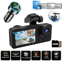 Dash Camera for Cars, Full HD Car Camera Front Rear with Free 64GB SD Card, Built-in Super Night Vision, 2.0 IPS Screen, 170W...
