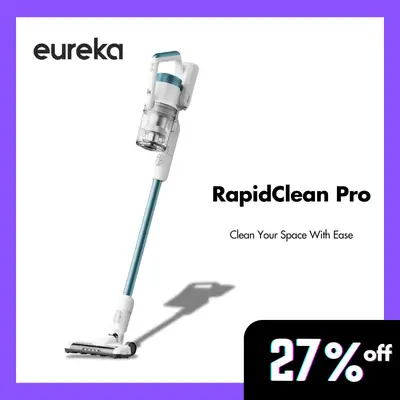 Eureka RapidClean Pro Cordless Cleaner for Hard Floors, Lightweight LED Headlights, Handheld Vac, White, Cordless Vacuum, Mu...