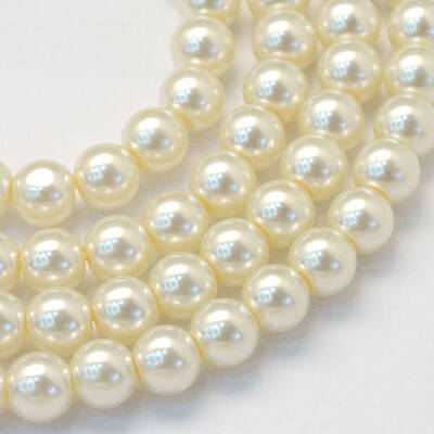 Baking Painted Pearlized Glass Pearl Round Bead Strands