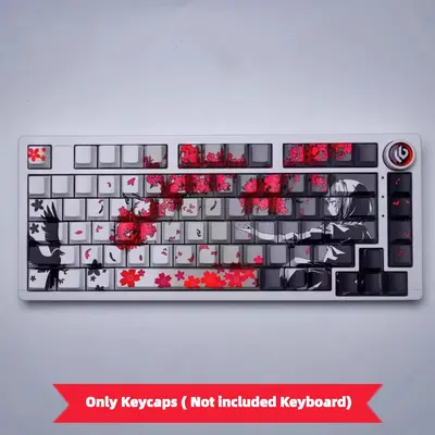 Cherry Blossom Pattern Keycap Set for Gaming Keyboard, 1 Set Cherry Profile Dye Sublimation Keycaps, Keycap for Cherry MX Swi...