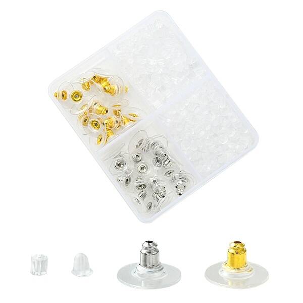 440Pcs 4 Styles Plastic Bell Ear Nuts