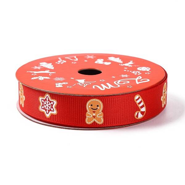 5 Yards Christmas Polyester Printed Grosgrain Ribbon