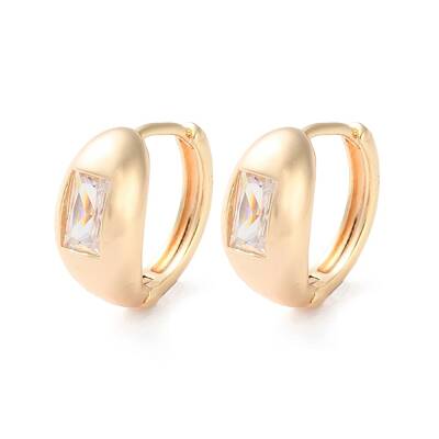 Rack Plating Brass Clear Cubic Zirconia Hoop Earrings