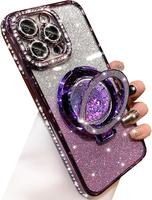 Glitter Kickstand Case for iPhone 16 15 14 13 12 Pro Max, Luxury Bling Sparkly Diamond Rhinestone with Camera Protector Liqui...