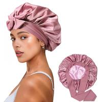 [Free/ship] Silk Sleep Cap Satin Bonnet Silk Bonnet for Sleeping Double Layer Lined Hair Cover Slouchy Beanie Hat Satin & Ela...