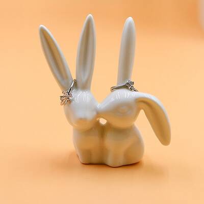 Porcelain Rabbit Sculpture Display Decorations