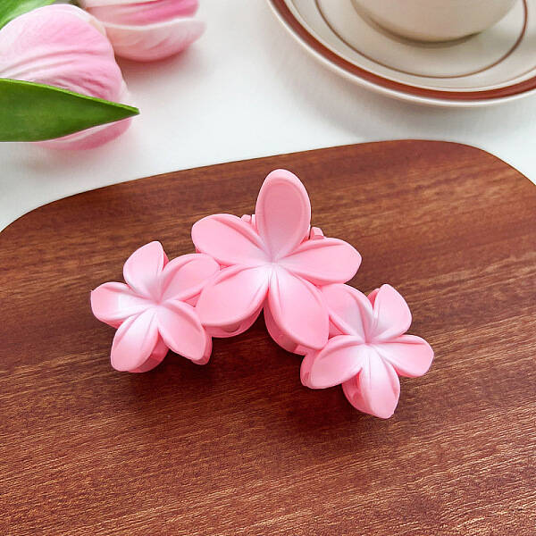Candy Color Three Flower Plastic Claw Hair Clips