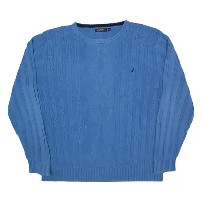 NAUTICA Jumper Blue Chunky Knit Mens 2XL