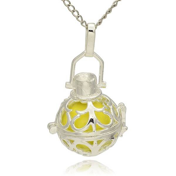 Silver Color Plated Brass Hollow Round Cage Pendants