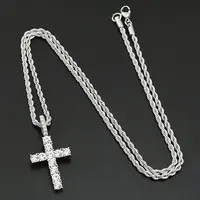 Fathers Day Gift Hip Hop Cross Cubic Zirconia Necklaces for Men Christian Cross Pendant Necklace 18-24 Inches Chain - Religio...