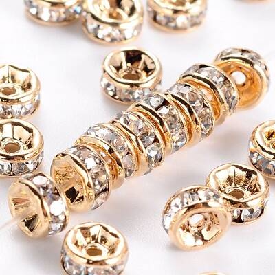 Brass Rhinestone Spacer Beads